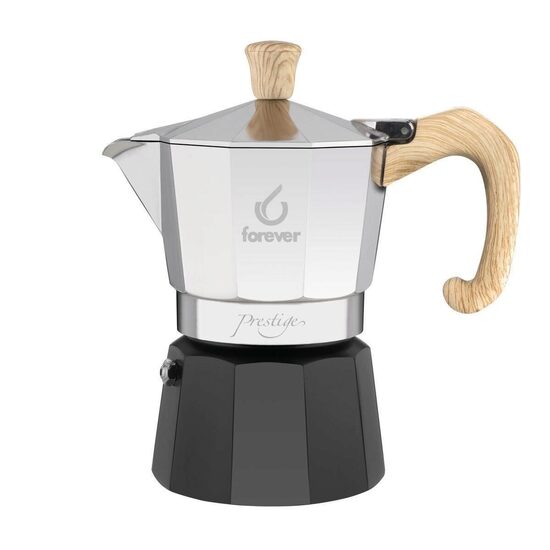 Espressor Forever Moka Prestige NEW Woody Aluminiu  3 cesti