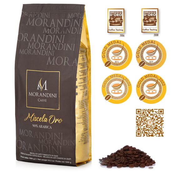 Cafea boabe premiata Morandini Caffe Miscela Oro,1 kg, 90% Arabica si 10% Robusta, artizanala