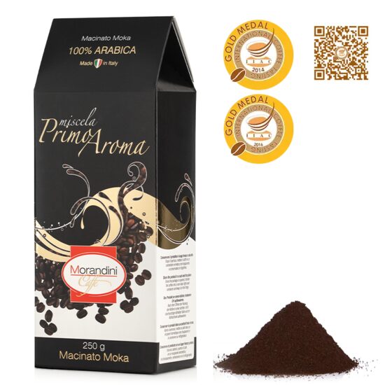 Cafea macinata premiata Primo Morandini Caffe, 100% Arabica, 250 g